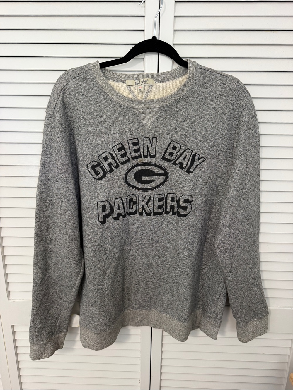 Junk Food Clothing Gray Green Bay Packers Crewneck Sweatshirt Size XL